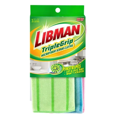 Multi-color pack of microfiber cloths in cardboard packaging