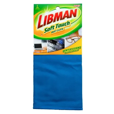 Blue microfiber cloth in packaging